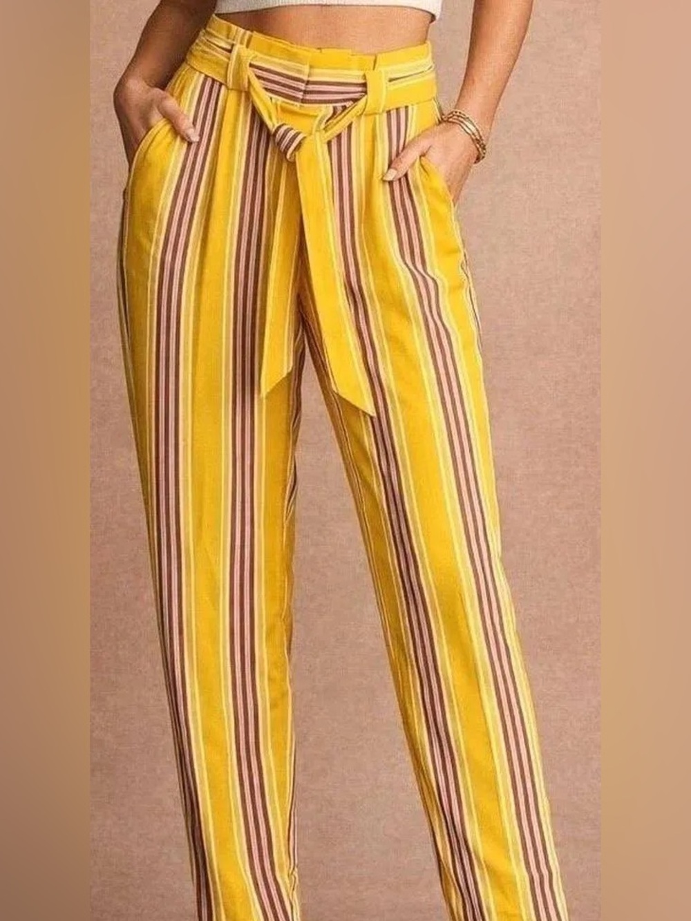 NWT Express Ankle High Rise Tie-Waist Pants